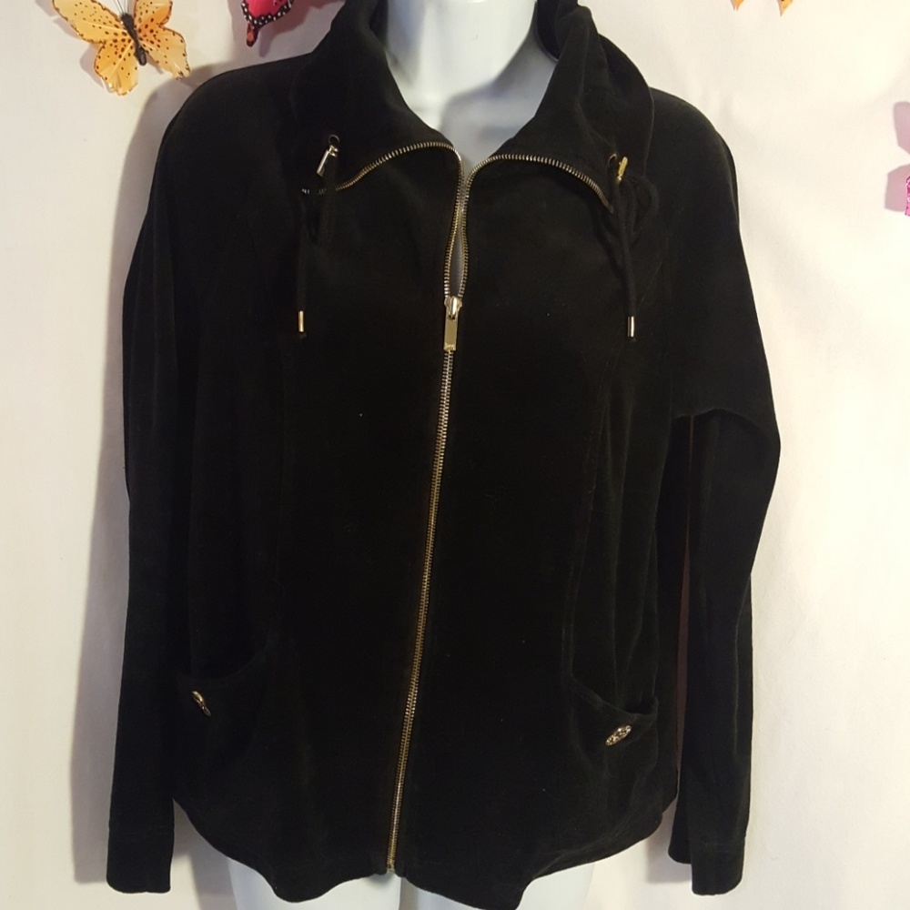 Jones New York Womens Jacket Black Velour - Sz Small.